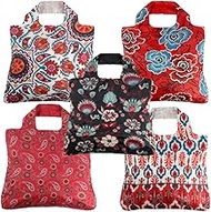 Reusable Grocery Bags- Set of 5, Envirosax Foldable Quality Shopping Tote Bag, Eco Grocery Bag Washa