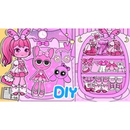 Pinki Gacha's house peel-and-stick toy - Sprunki Incredibox paper doll doll house