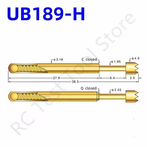 10/50PCS UB189-H Spring Test Probe Test Pin Pogo Pin PCB Test Tool Length 36.5mm Pin Dia 3.16mm 9-cl