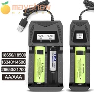 MAYSHOW Lithium Battery Charger, Intelligent LCD 1 / 2 Slots 18650 Battery Charger, Portable USB Universal Fast Charging Battery Charging Base