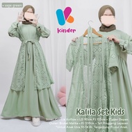 KALILA Maxi Dress Gamis Abaya Crinkle Airflow mix Brukat Malika Sapto Inner Outer Anak Perempuan Rem
