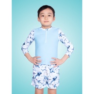 Little Paddler Dylan UPF50+ Boys Rash Guard Set | Long Sleeve Top & Adjustable Shorts | 6M-7T