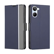 全城熱賣 - 適用於Realme 10 4G 斜紋側扣手機皮套（藍色）