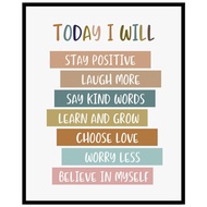 Today I Will Positive Art Print Kids Room Decor Kids Affirmation Art Nursery Decor Kids Wall Art Hom