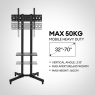 JOYRIDER ขาตั้งทีวีแขวนผนัง/ตั้งพื้น หมุนได้ สำหรับจอ 15"-70" พร้อมล้อเลื่อน สีดำ รุ่น WMB3265