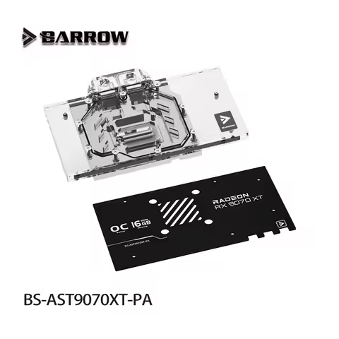 Barrow GPU Water Block for ASUS Prime / TUF GAMING RX 9070 XT OC Edition Video Card, Copper Cooler A