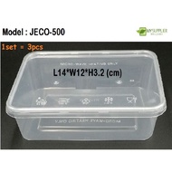 3pcs 500 Rectangular Container L14xW12xH3.2cm