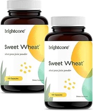 Brightcore Nutrition Sweet Wheat, Ready-to-Drink Athletic Greens, Super Greens with Digestive Enzymes for Digestive Health and Immune Boost, Pack of 2 x 180 Wheatgrass Juice Powder Capsules