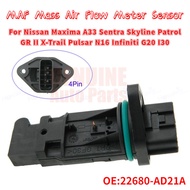 MAF Mass Air Flow Meter Sensor 22680-AD21A  22680-AD210 22680-AD201 For Nissan Maxima A33 Sentra Skyline Patrol GR II X-Trail Pulsar N16 Infiniti G20 I30