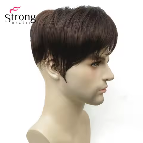 StrongBeauty Men's Wig Toupee Synthetic hair short Toupe Hair Extensions Hair Piece COLOUR CHOICES