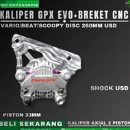 GPX EVO 2Piston Caliper + CNC Bracket for Vario Scoopy Disc 260mm USD Piston 33mm Axial 2 Piston Ori