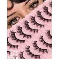 10 Pairs Cartoon Style Fine Natural False Eyelashes, 7-13MM Gradient Length, Transparent Flexible La