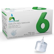 Safe Fine Insulin Pen Needles 6 mm 31G (1/4" x 0.25 mm) Thin Wall Technology for Painless Injection