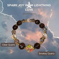 (FACETED) Smokey Quartz + Clear Quartz Bracelet