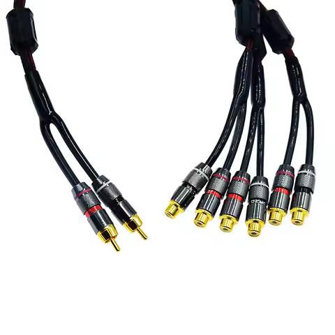 Dual 2 two rca male to six 6 rca female camplifier speaker cable double Turn 6 Computer with 5.1 sou