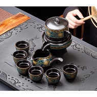 NEWEST 9in1 Chinese Tea Set Black Peach Blossom Ceramic Teapot + Gift Box