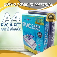 CUYI 50 Sets Pvc Sheet A4 Size 0.76mm For ID Printing Bag Tag Calling Card Making (ID Material) A4 P