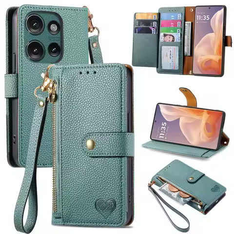 Wallet Case Motorola Moto G Power 2025 G 5G G96 G86 G64 G56 G75 G66Y G55 Zipper Pocket Purse with Wr