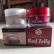 GECELI DAY CREAM + NIGHT CREAM GECELI RED JELLY - CREAM SIANG MALAM GECELI - KRIM SIANG MALAM GECELI