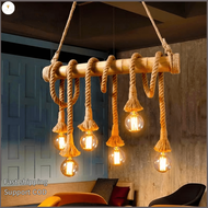 【MG】Chandelier E27 100cm Rope Light Ceiling Pendant Lights Hemp Rope Lamp Holder Bar Hang Light Drop