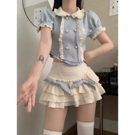 Preppy JK Uniform Suit - Short Sleeve Top & Skirt Set