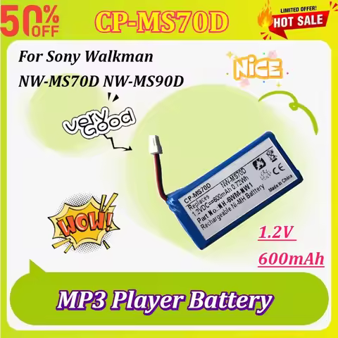 New CP-MS70D 1.2V 600mAh Ni-MH Rechargeable Replacement Battery NH-6WM-NW1 for Sony Walkman NW-MS70D