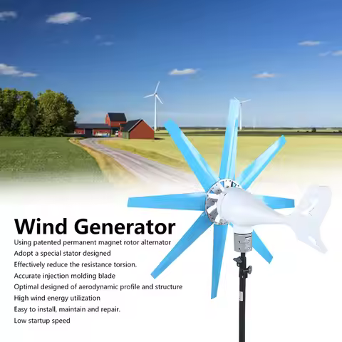 Wind Generator Kit Horizontal 8 Blades with Controller for Street Lights NE‑200S9 200W Wind Generato