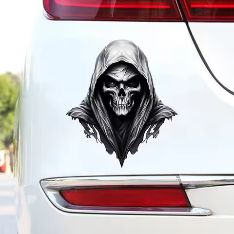 JT165# Grim Reaper Death Skull Vinyl Decorations Horror Skull Vinyl Decorations Waterproof Vinyl Dec