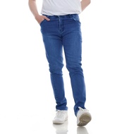 Zweckout Label Celana Panjang Pria Jeans Slim Fit Kasual Stretch Blue Black Jumbo