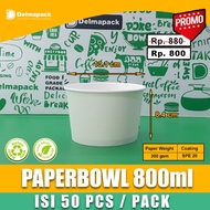 Paper bowl 800 ml microwave 50pcs/pack tahan panas dan tebal