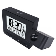 Black Projection Alarm Clock with Time Temperature Projection LED Screen Alarm Clock USB Charging Cl