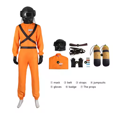 High Quality Game Lethal Company Cosplay Costume Red Jumpsuits Mask Clothing Jumpsuit Men Halloween 