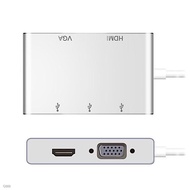 5IN1 OTG ADAPTER TYPE-C CONVERTER TO VGA + HDMI 2K USB3.0*3 FOR PC LAPTOP TC/5IN1