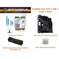 COMBO SET CPU RYZEN R5 5600X + Asus-B550M PLUS WIFI + RAM 32GB(16GBX2) 3200MHZ CL16 + WIFI6 AX200 Mo