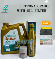 Petronas Syntium 3000 SN-PLUS 5W30 Fully Synthetic Engine Oil 4L+Oil Filter +FREE VACUUM FLASK (SET)