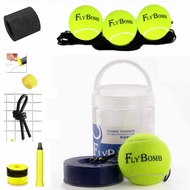 Portable Solo Tennis Trainer Set,3 Replacement Rebound Balls, & Wristband & Overgrip & Ring & Damper