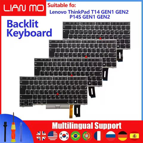 Latin Spanish/UK/US/Dansk/Portuguese Layout for Lenovo ThinkPad T14 GEN1 GEN2 P14S GEN1 GEN2 Backlig