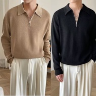 long Sleeve Polo Collar Sweater Men Winter Loose Half Zipper half zipper sweatshirt