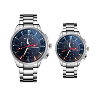 Jam Tangan Rantai Couple Mewah Pria Wanita Kasual Stainless Steel Terbaru Display Quartz