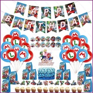 Mario Kart Theme kids birthday party decorations banner cake topper balloon bags set supplies