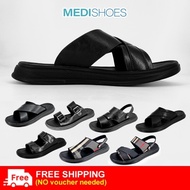 ##Z702/Z704/Z705 MEDISHOES shoe Leather Men Sandal comfort shoes reduce heel pain