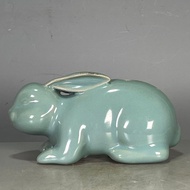 Porcelain Art Play Antique Collectibles Song Ru Porcelain Animal Rabbit Ornaments Decoration 12.23.5