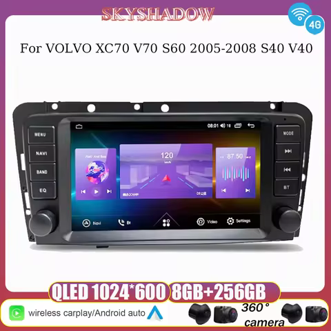 8" 720P 12G+256G Carplay Auto Android 14.0 Car DVD Player GPS WIFI Bluetooth RDS Radio For VOLVO XC7