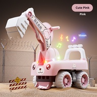 YADOU ของเล่นขุดดินเด็กพร้อมไฟและเพลง-รถก่อสร้างแบบโต้ตอบสำหรับเด็กผู้ชายนั่งรถขุดรถบรรทุกพร้อมเสียง