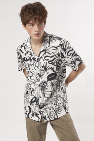 ESP เสื้อฮาวายลายกราฟฟิตี้ ผู้ชาย | Graffiti Print Hawaiian Shirt | 03816