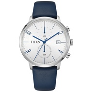 Solvil et Titus Men Chronograph Quartz Analog Watch in Silver White and Blue Leather Watch W06-03106-001