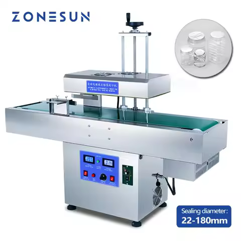 ZONESUN Glass Plastic Bottle Aluminium Foil Continuous Induction Sealer machine For Medical Cap Cand