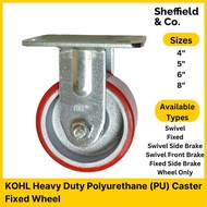 KOHL Caster Heavy Duty Polyurethane Caster Mold on Cast Iron (Swivel Fixed Swivel w/ Side Brake Swiv