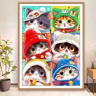 5D Diamond Painting Cat Cute Cat Jenga Printed Diamond Painting Material Semi-finished Product Full 