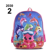 Cartoon Embossed Backpack 2030-13 "Children's Cartoon Bag (Baby Shark) BRG New